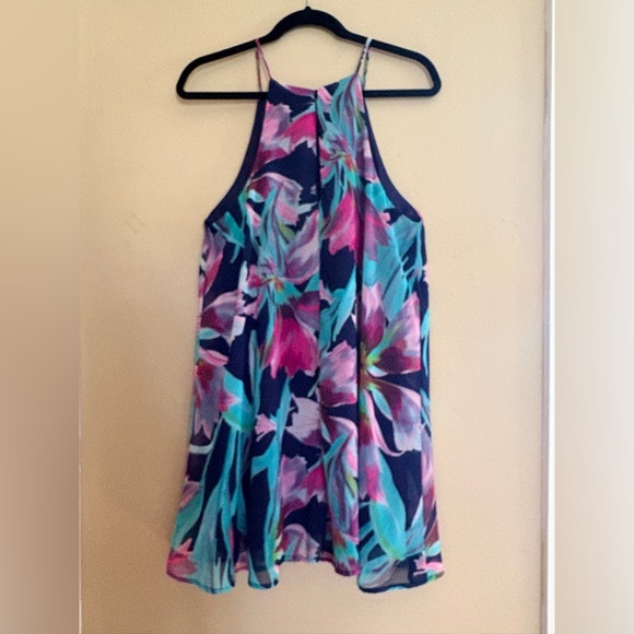 Lulus Here and Luau Navy Multi Floral Print Swing Dress - Picture 3 of 7